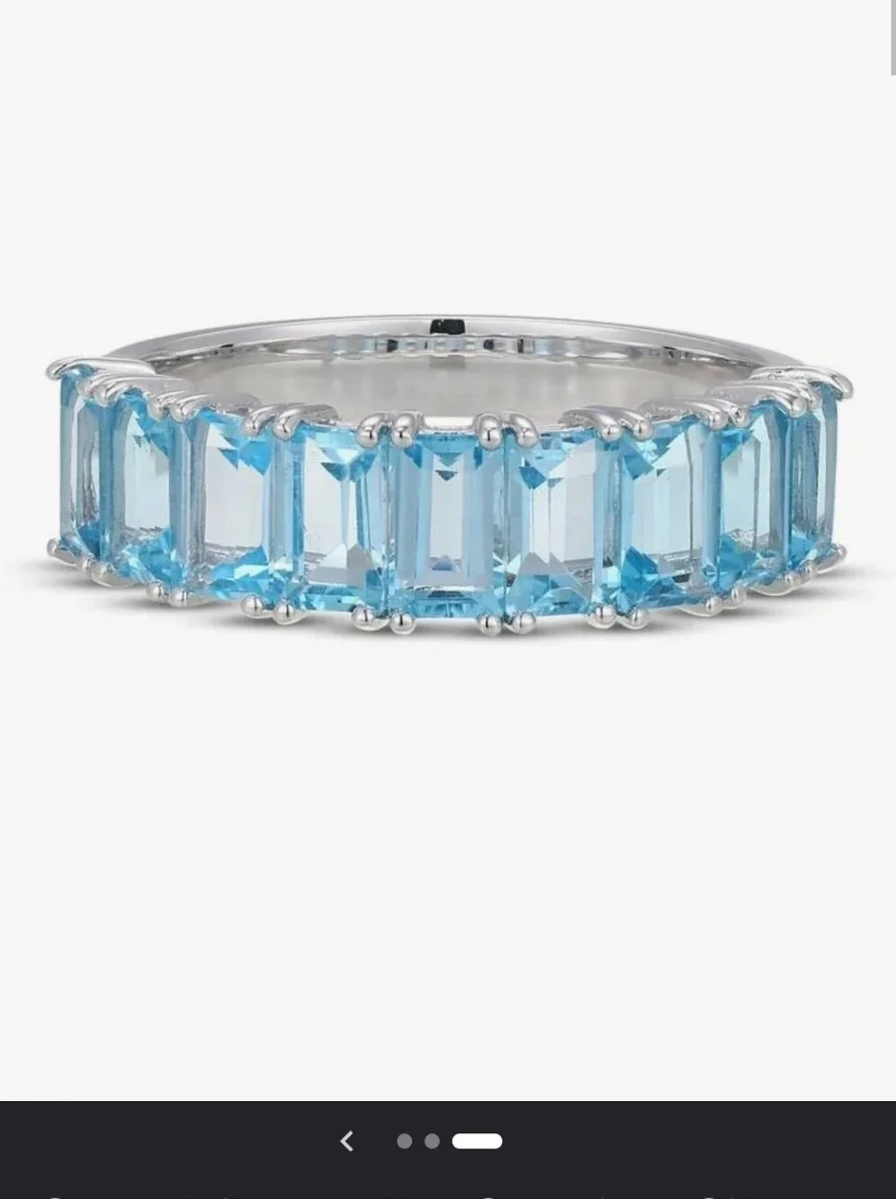 Kay Jewelers Silver Ring with Bright Blue Emerald-Cut Stones